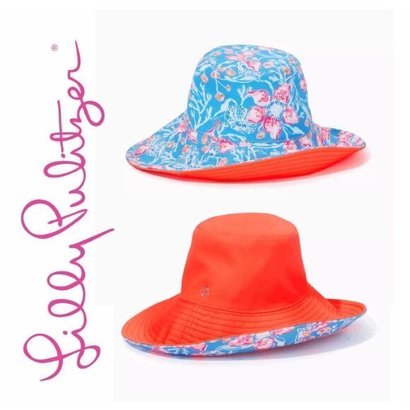 🌺 LILLY PULITZER Women's Reversible Floral UPF 50+ Coverage Canvas Sun Hat NWT - Picture 1 of 14